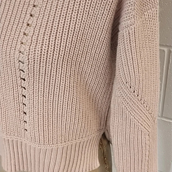 Aeropostale Pink with Metallic Cropped Boxy Sweater Open Knit Side Vent - Picture 2 of 10